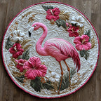 Flamingo Glow Round Mat Rug - washable non-slip printed rug