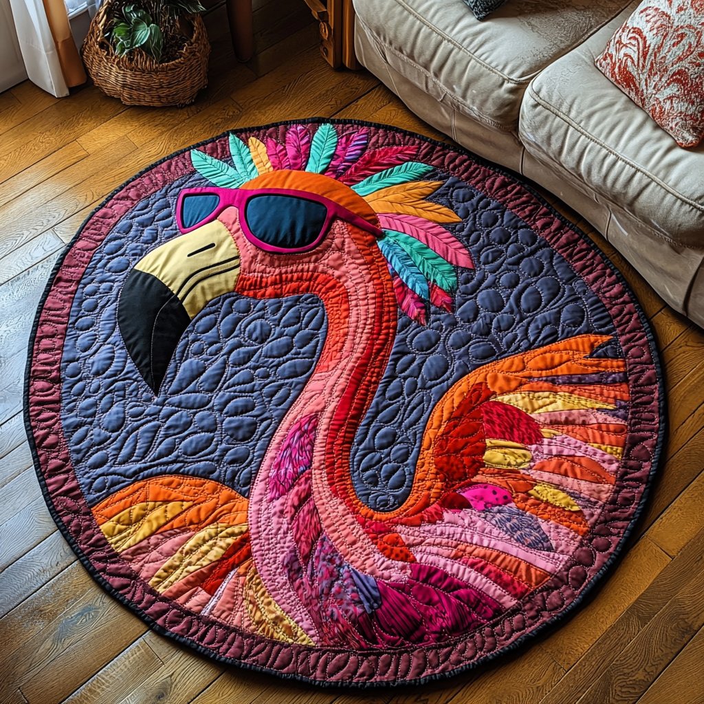 Flamingo Vibes Round Mat Rug - Nature Design | Serene Home Decor