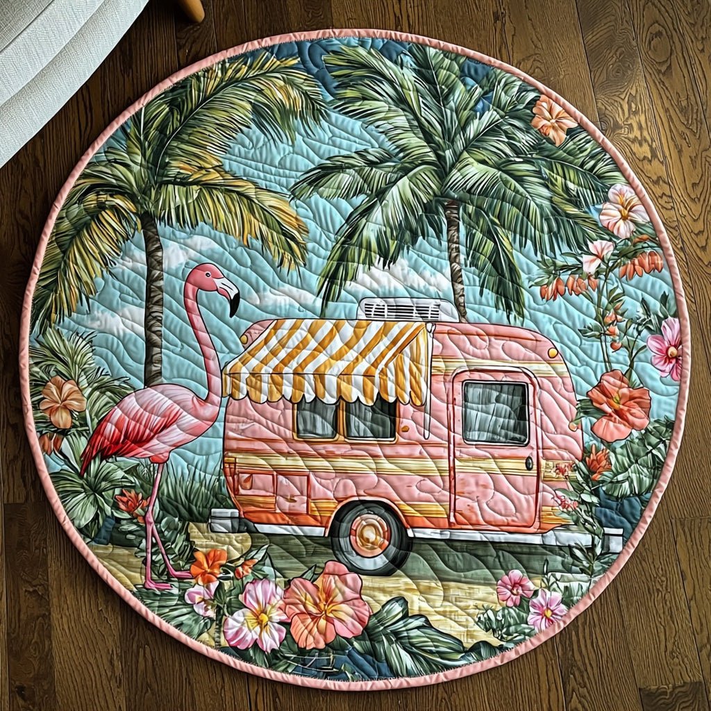 Flamingo Vibes Round Mat Rug - Nature Design | Serene Home Decor