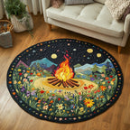 Flickering Flames Round Mat Rug - washable non-slip printed rug