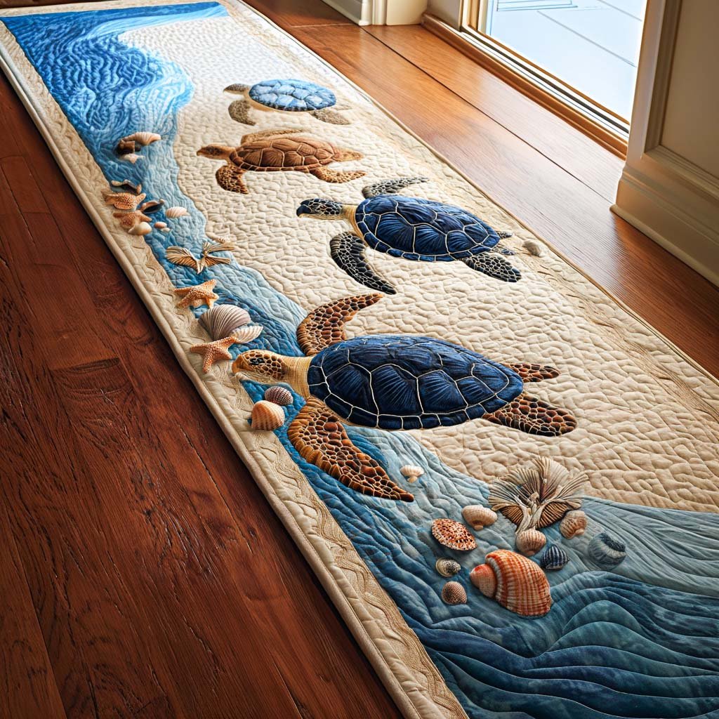 Floating Shell Runner Carpet Runner Rug - Cute Pet Design | Animal Printed Runner Rug
