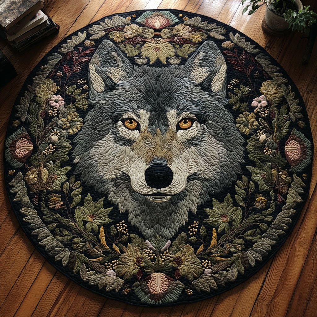 Floral Alpha Round Mat Rug - washable non-slip printed rug