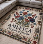 Floral America 250 area rug in a living room