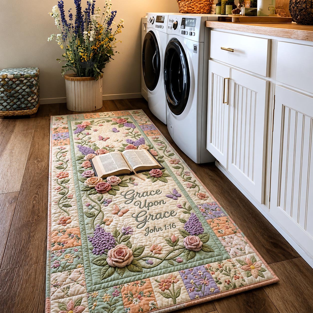 Floral Bible Runner Rug - Nature Design | Serene Runner Rug