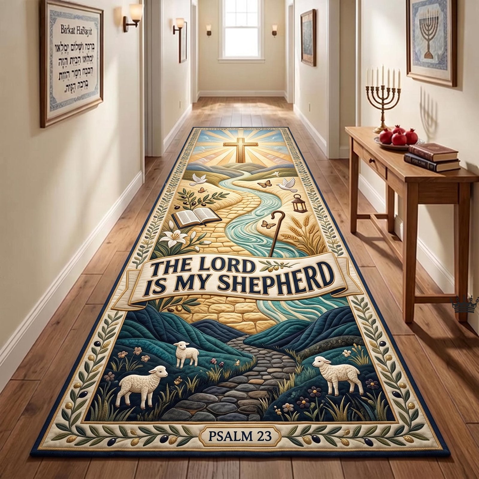 Floral Bible Runner Rug - Nature Design | Serene Runner Rug
