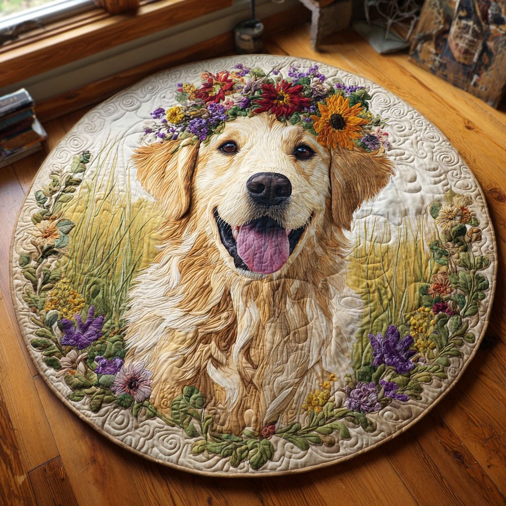 Floral Crown Round Mat Rug - washable non-slip printed rug