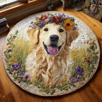 Floral Crown Round Mat Rug - washable non-slip printed rug