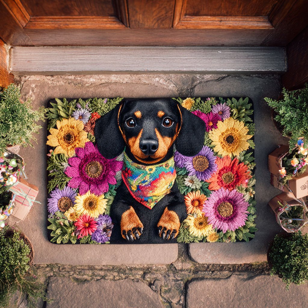 Floral Dachshund Dream Doormat - Nature Design | Printed Welcome Doormat