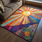 Floral Dawn area rug in a living room