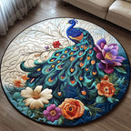 Floral Elegance Round Mat Rug - washable non-slip printed rug