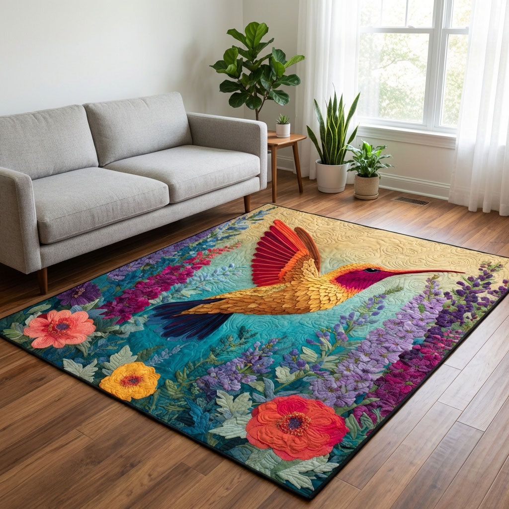 Floral Flight area rug in a living room
