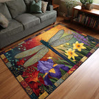 Floral Flight area rug in a living room