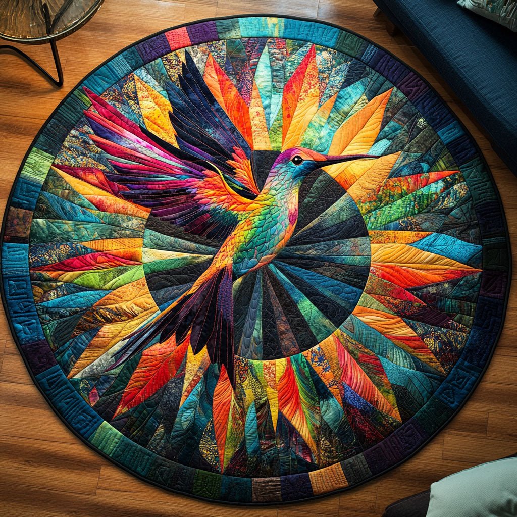 Floral Flight Round Mat Rug - washable non-slip printed rug