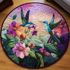 Floral Flutter Round Mat Rug - washable non-slip printed rug