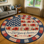 Floral Freedom Round Mat Rug - washable non-slip printed rug