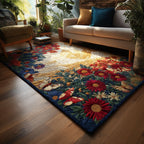 Floral Harmony area rug in a living room