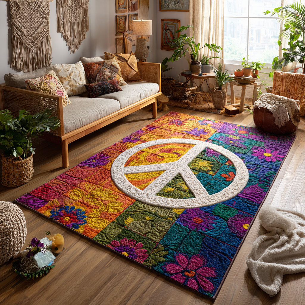 Floral Harmony area rug in a living room