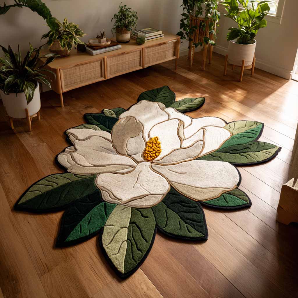 Floral Haven Custom Shape Area Rug - Nature Design | Die-Cut Non-Slip Rug - washable non-slip printed rug
