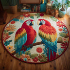 Floral Macaws Round Mat Rug - washable non-slip printed rug