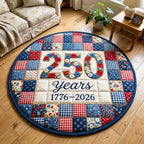 Floral Patch Round Mat Rug - washable non-slip printed rug