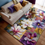 Floral Patchwork area rug in a living room