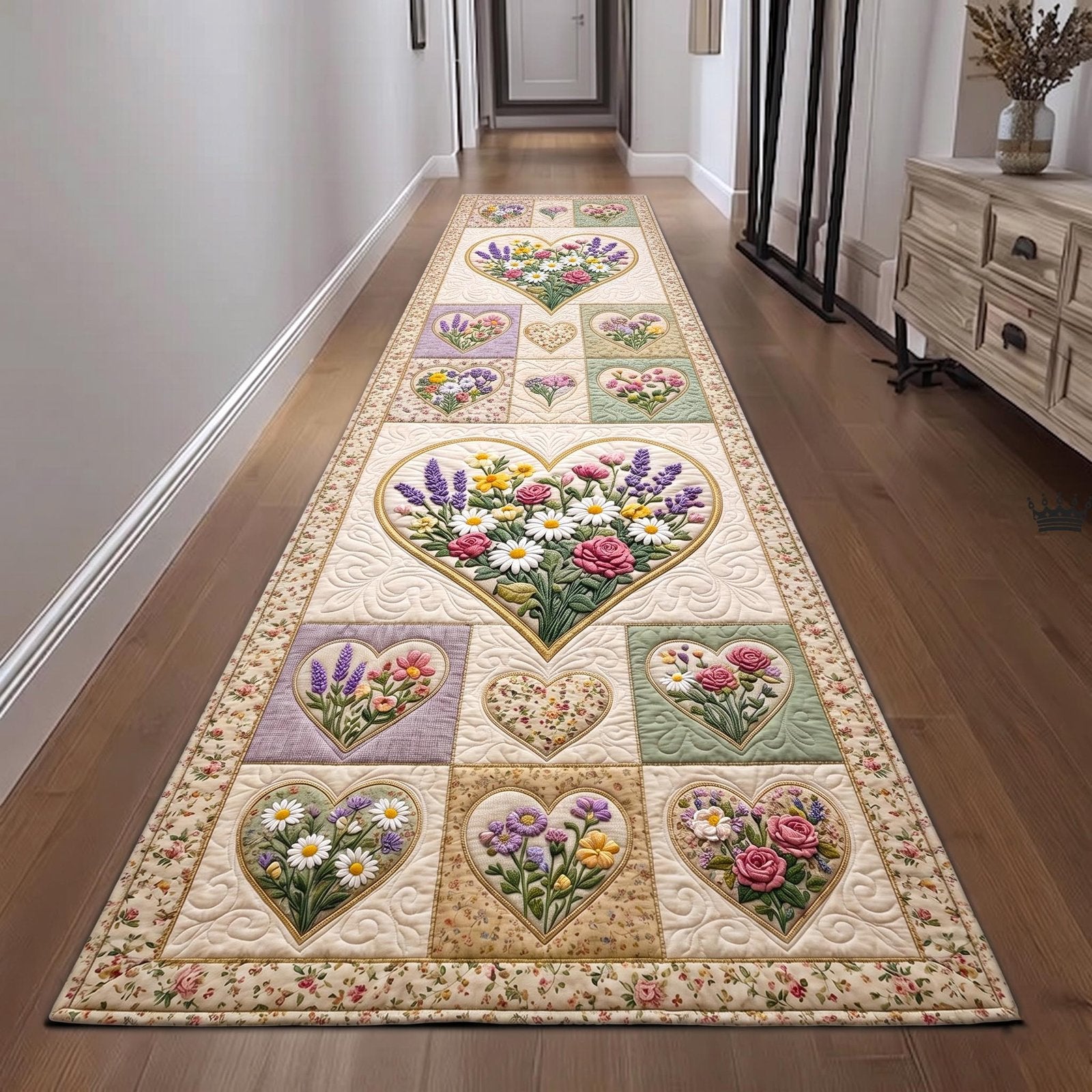 Floral Patchwork Runner Rug - Nature Design | Serene Runner Rug