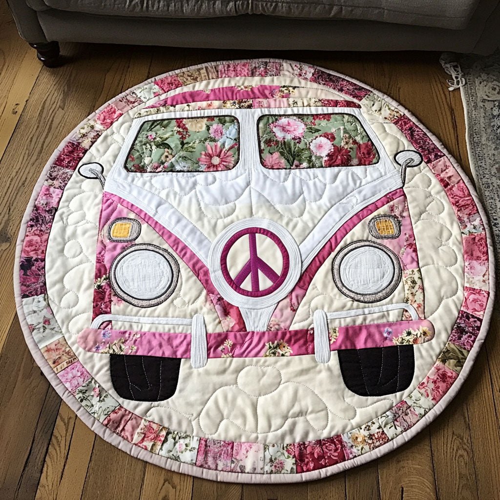 Floral Pink Journey Round Mat Rug - Nature Design | Serene Home Decor