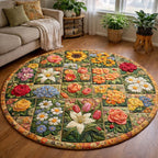 Floral Serenity Round Mat Rug - Nature Design | Serene Home Decor
