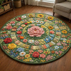 Floral Serenity Round Mat Rug - Nature Design | Serene Home Decor