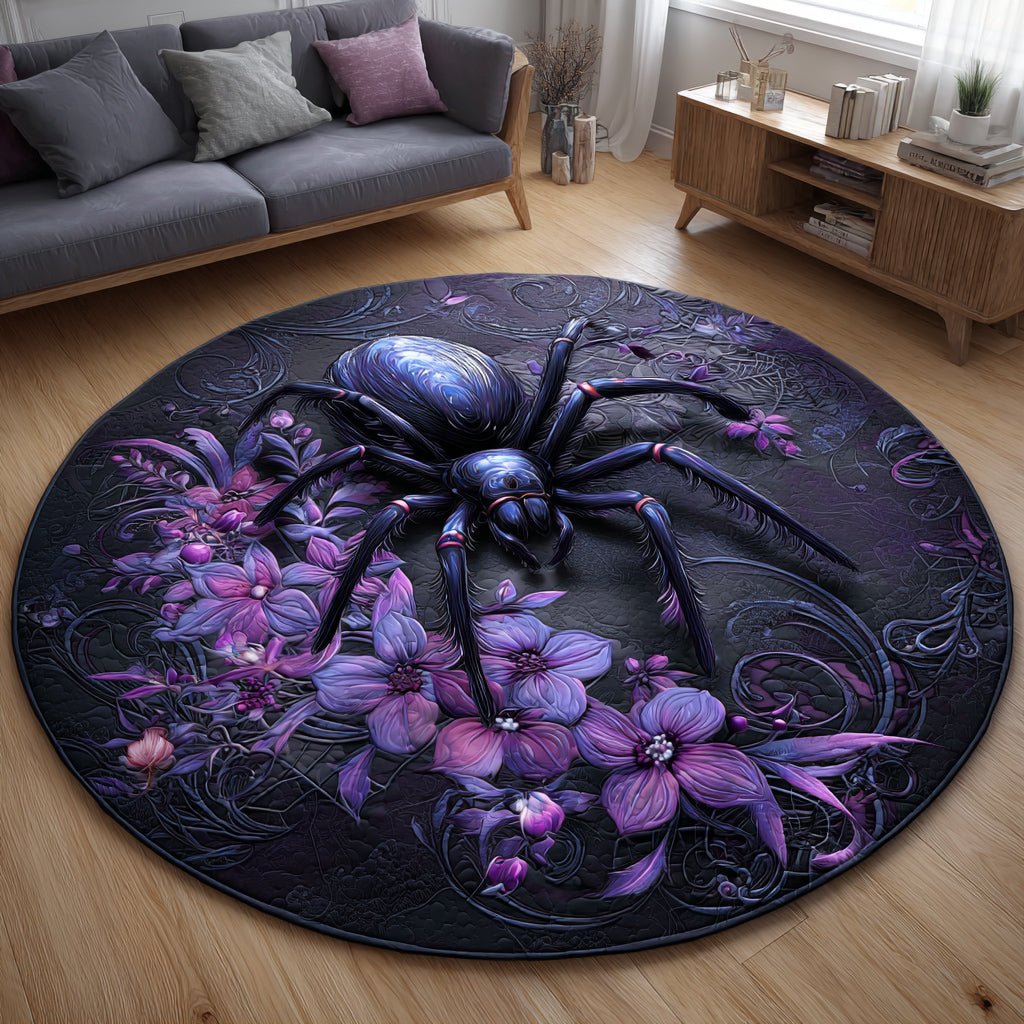 Floral Spider Round Mat Rug - washable non-slip printed rug