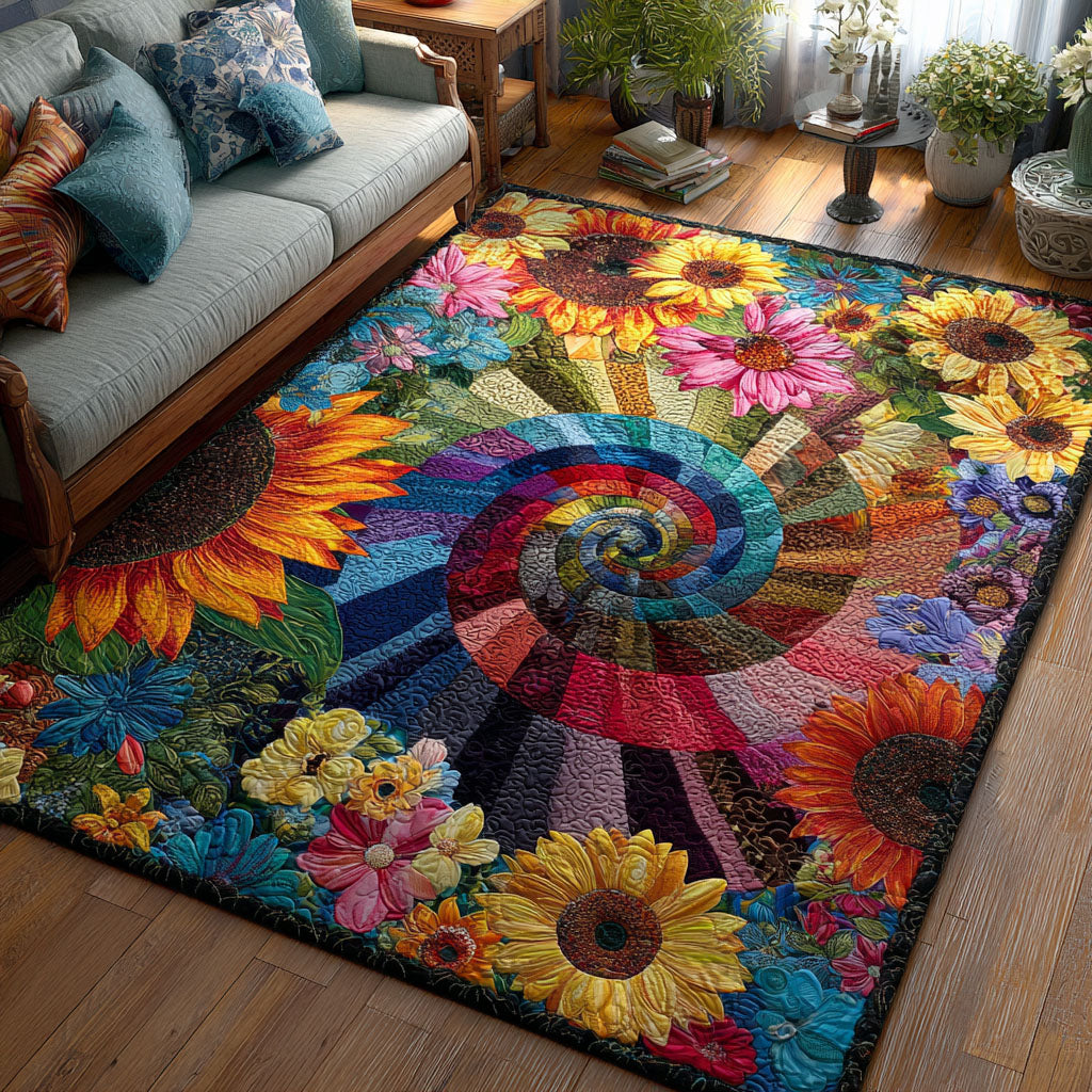 Floral Spiral Dreamscape area rug in a living room