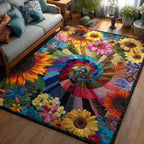 Floral Spiral Dreamscape area rug in a living room
