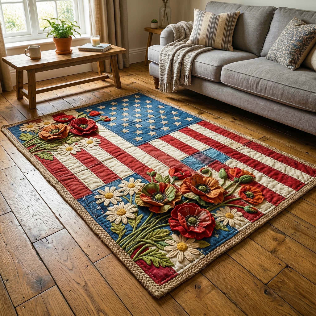 Floral Stripes area rug in a living room