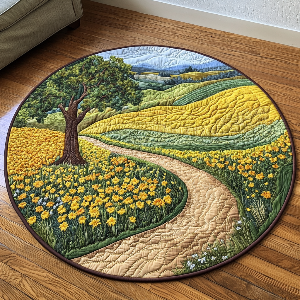 Floral Way Round Mat Rug