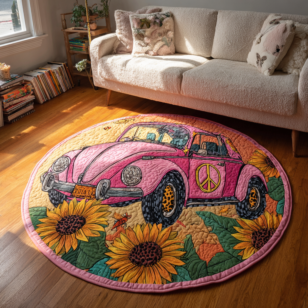 Flower Drive Round Mat Rug NCU0DK8288