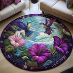 Flower Flight Round Mat Rug - washable non-slip printed rug