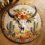 Flower Horns Round Mat Rug - washable non-slip printed rug
