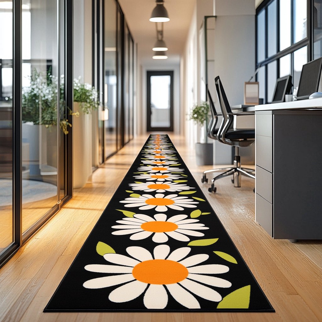 Flower Lane Runner Carpet Runner Rug - Cute Pet Design | Animal Printed Runner Rug