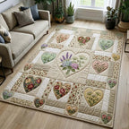 Flower Patchwork area rug in a living room