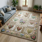 Flower Patchwork area rug in a living room