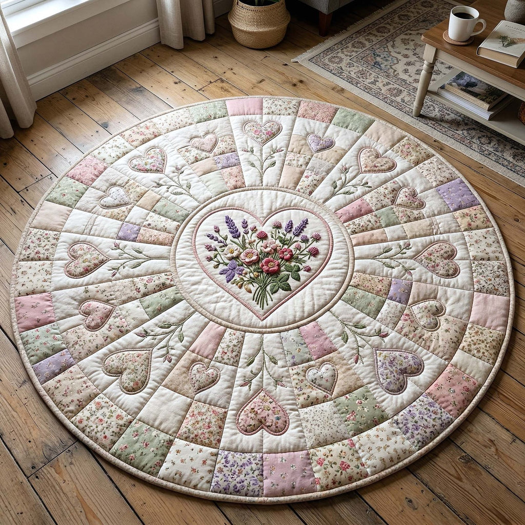 Flower Patchwork Round Mat Rug - Nature Design | Serene Home Decor