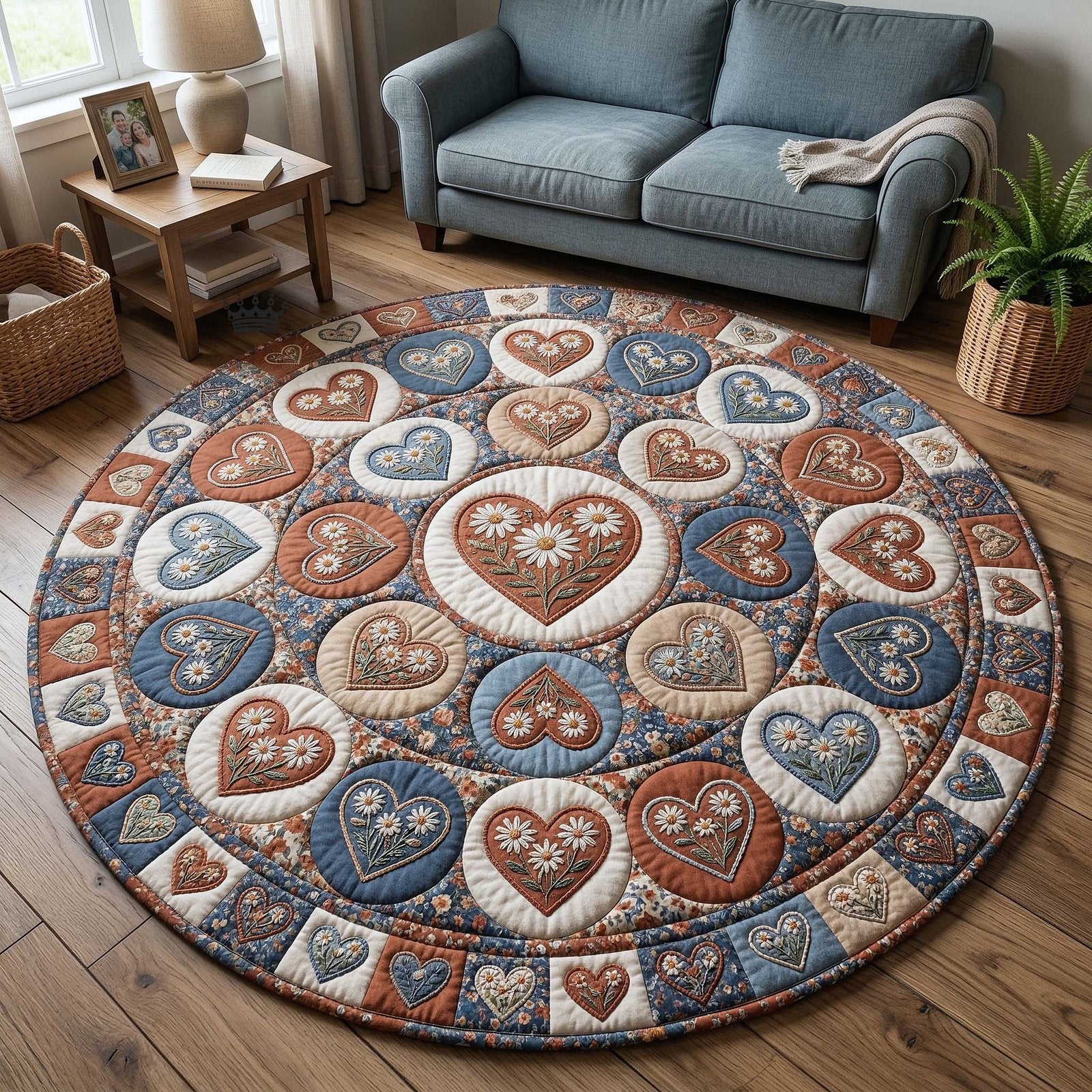 Flower Patchwork Round Mat Rug - Nature Design | Serene Home Decor