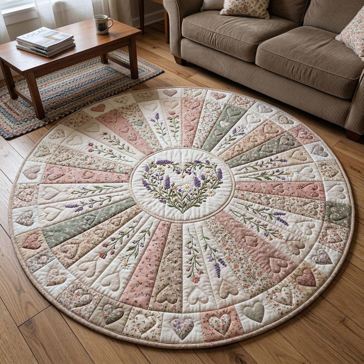 Flower Patchwork Round Mat Rug - Nature Design | Serene Home Decor