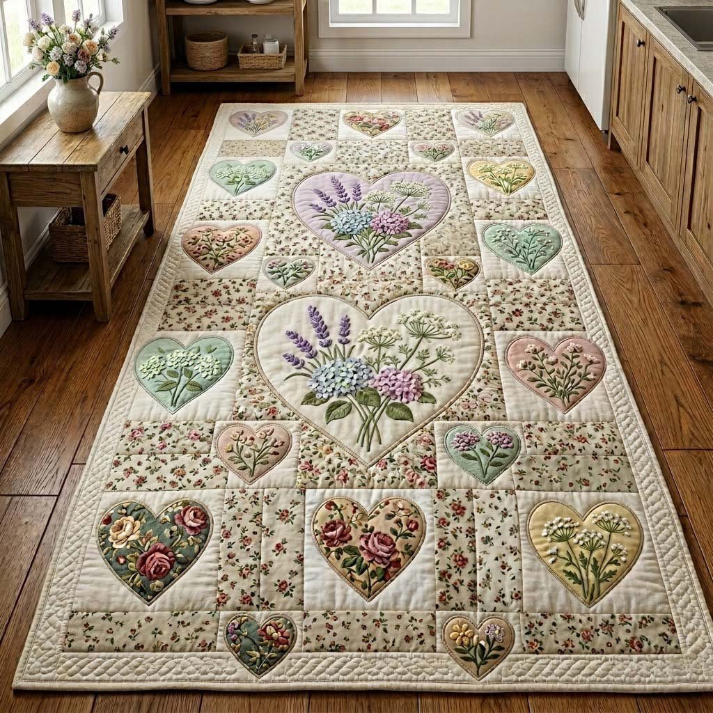 Flower Patchwork Runner Rug - Nature Design | Serene Runner Rug