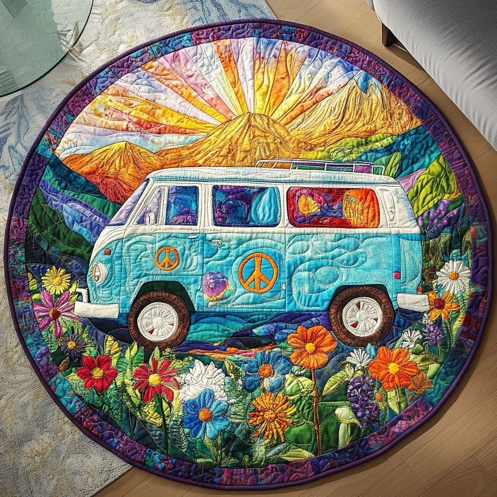 Flower Power Journey Round Mat Rug - Nature Design | Serene Home Decor