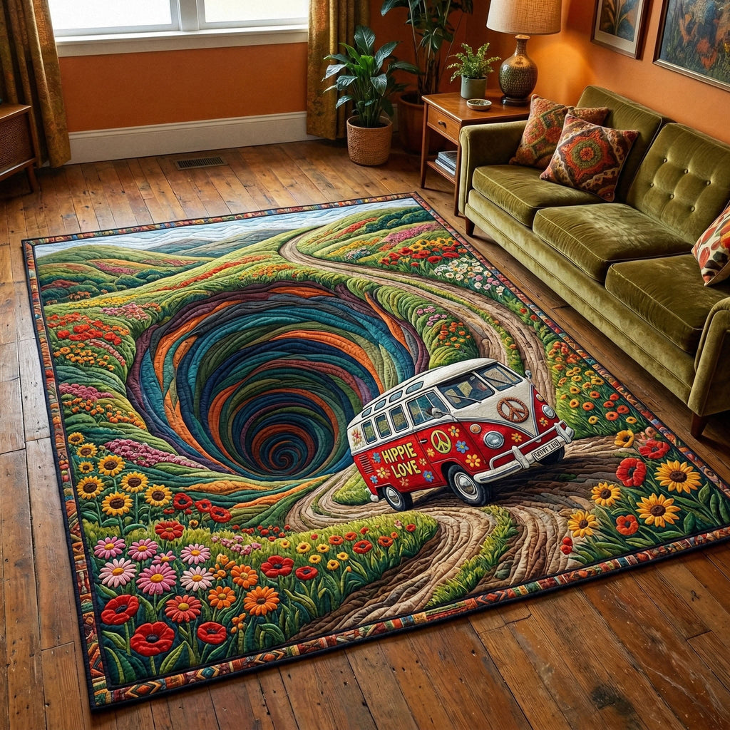 Flower Power Path area rug in a living room