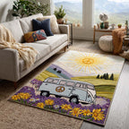 Flower Road area rug in a living room