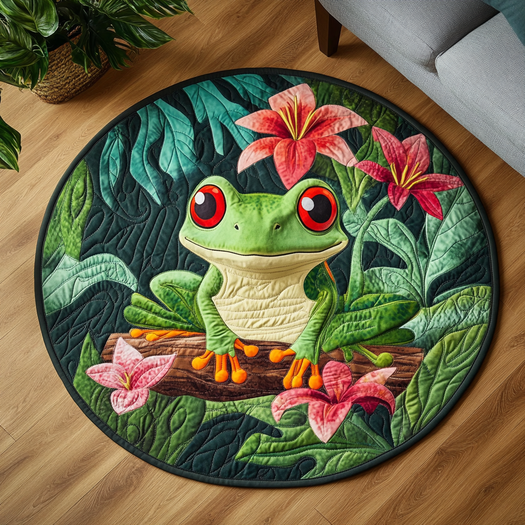 Flower Toad Round Mat Rug