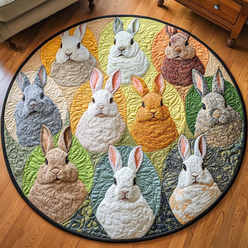 Fluffy Friend Round Mat Rug - washable non-slip printed rug