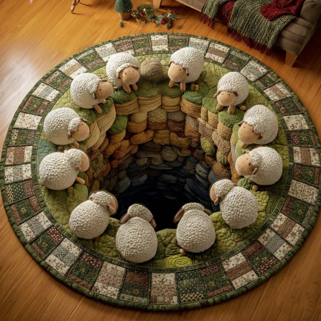 Fluffy Sheep Round Mat Rug - Nature Design | Serene Home Decor